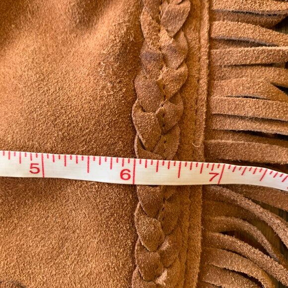 ZARA Cognac Brown Suede Leather Fringe Braide Pompom Western Boho Crossbody Bag - Picture 6 of 9